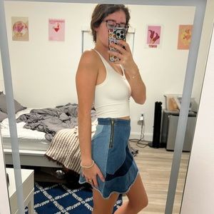 Patchwork denim skirt